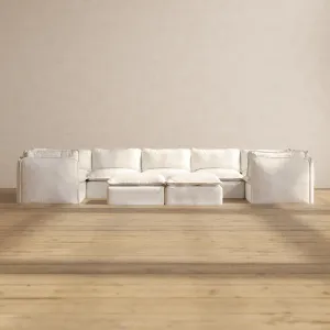 Modular Performance 7-Seater U-Sectional   Bench Ottoman in Mousse | Relaxed Blend