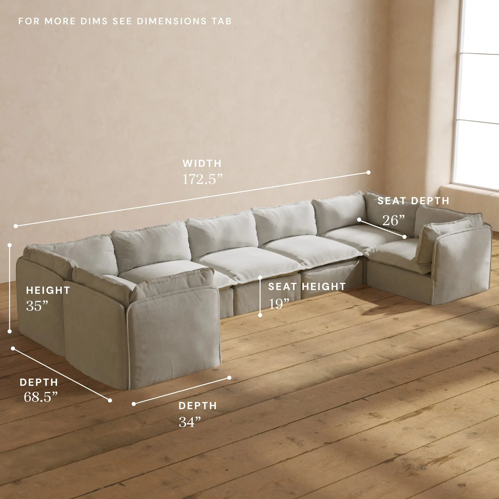 Modular Performance 7-Seater U-Sectional in Cloud | Deluxe Blend