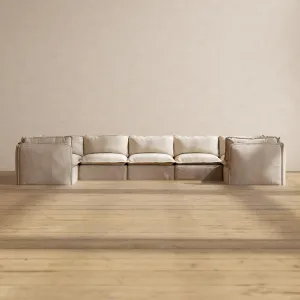 Modular Performance 7-Seater U-Sectional in Oat | Relaxed Blend