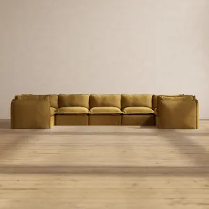 Modular Performance 7-Seater U-Sectional in Toffee | Relaxed Blend