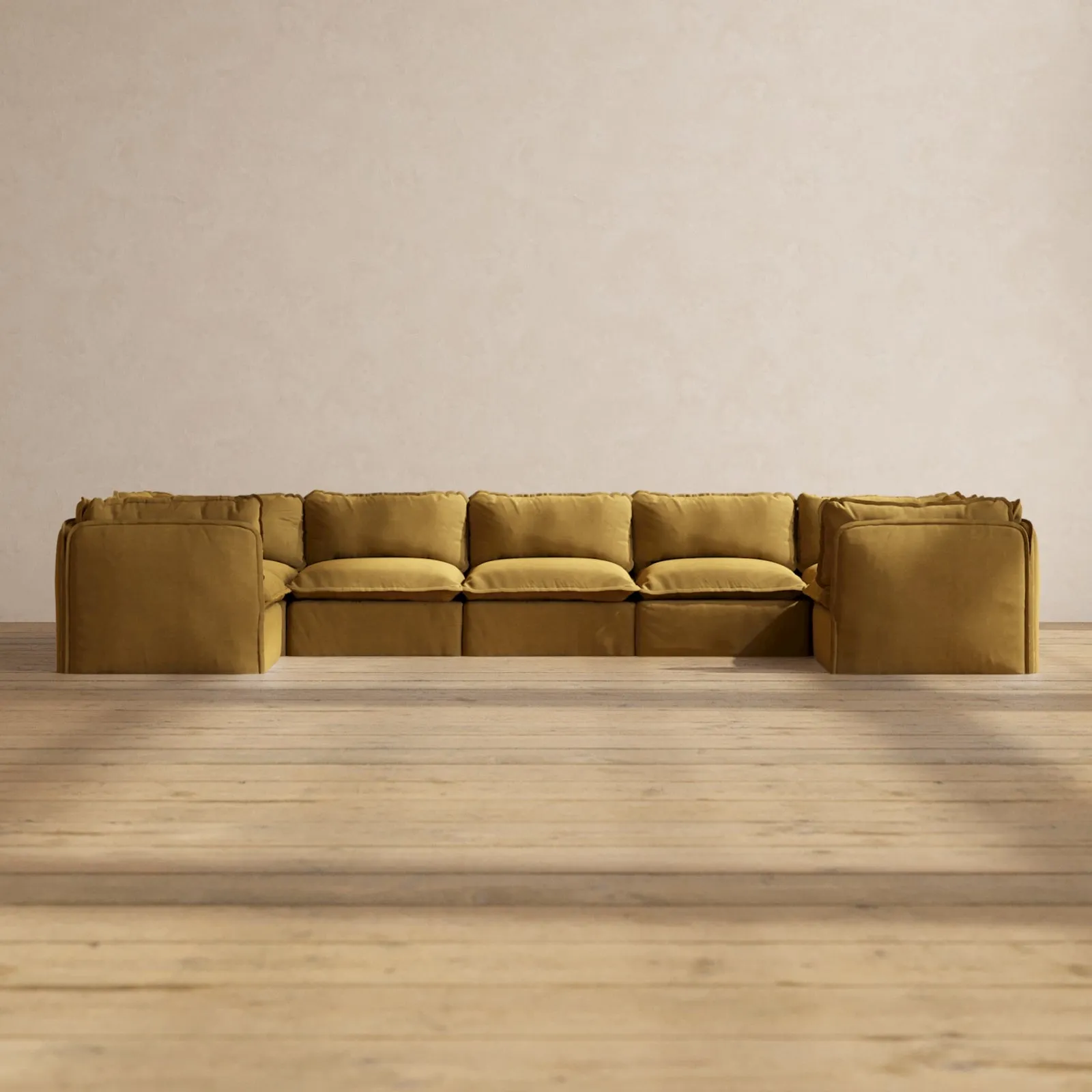 Modular Performance 7-Seater U-Sectional in Toffee | Relaxed Blend