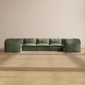 Modular Performance 7-Seater U-Sectional in Willow | Deluxe Blend