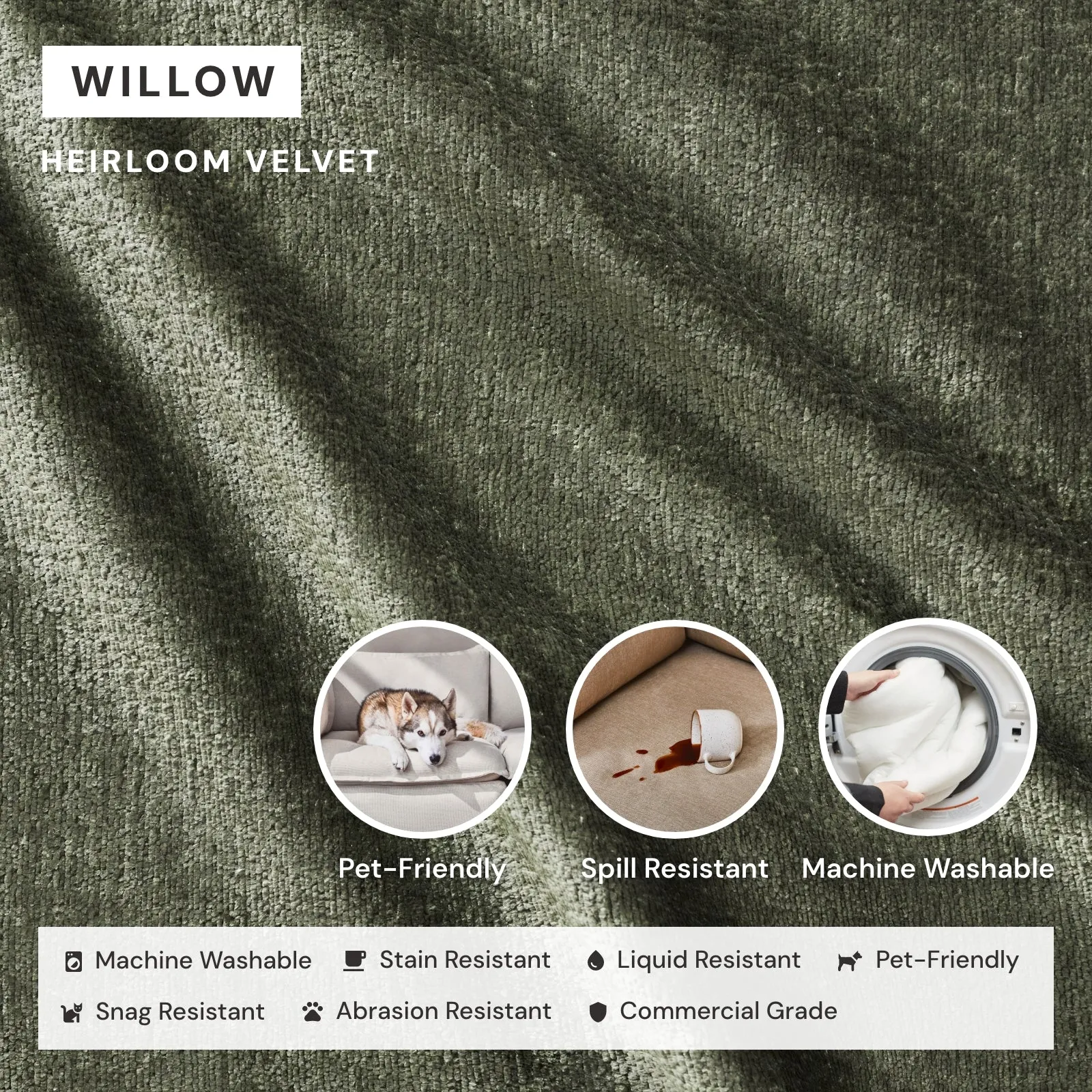 Modular Performance 7-Seater U-Sectional in Willow | Deluxe Blend
