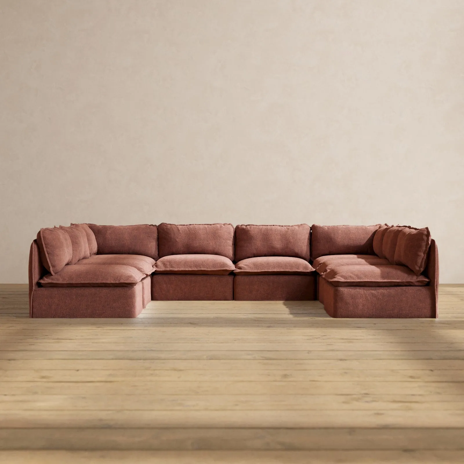 Modular Performance 8-Seater Open-Ends U-Sectional in Chestnut | Deluxe Blend