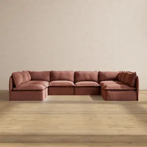 Modular Performance 8-Seater Open-Ends U-Sectional in Chestnut | Deluxe Blend