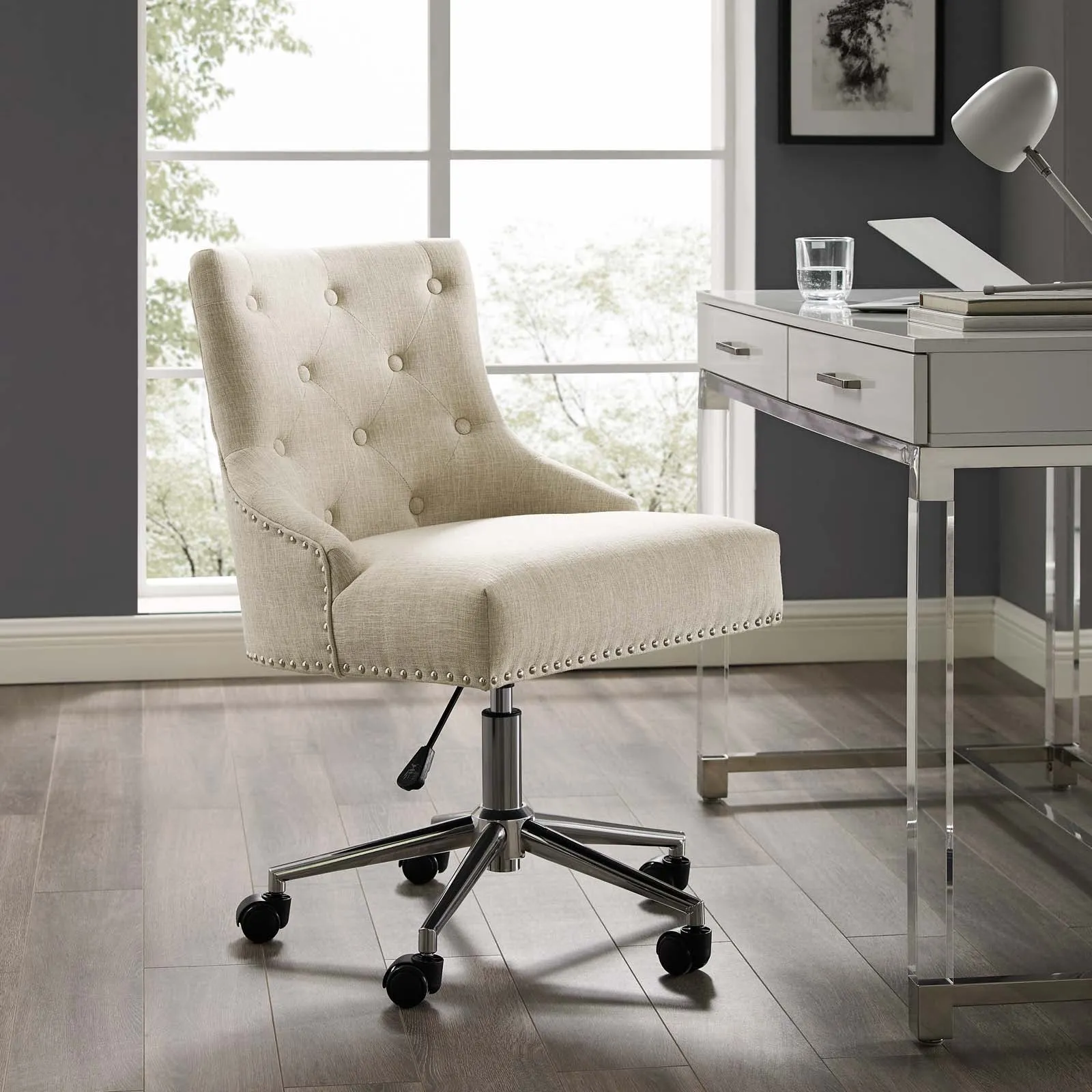 Regent Tufted Button Swivel Upholstered Fabric Office Chair by Modway