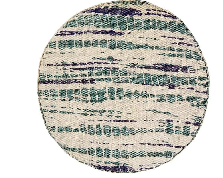 Round Accent Stool Blue and White