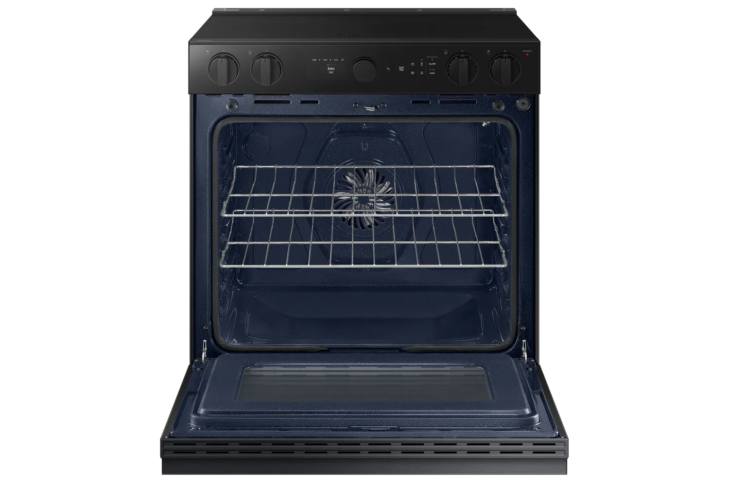 Samsung BESPOKE Matte Black Steel 30" True Convection Slide In Range with Air Sous Vide & Air Fry (6.3cu.ft.) - NSE6DG8500MTAC