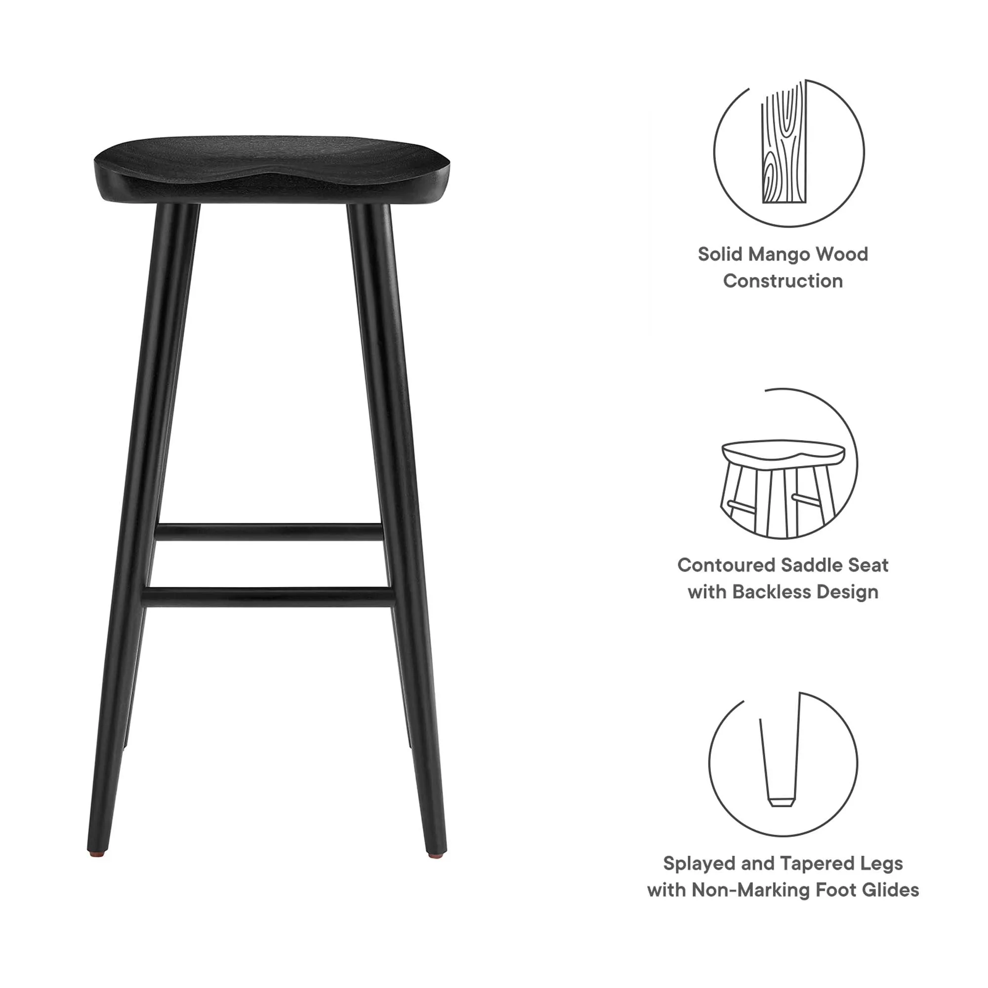 Saville Backless Wood Bar Stools - Set of 2 by Modway