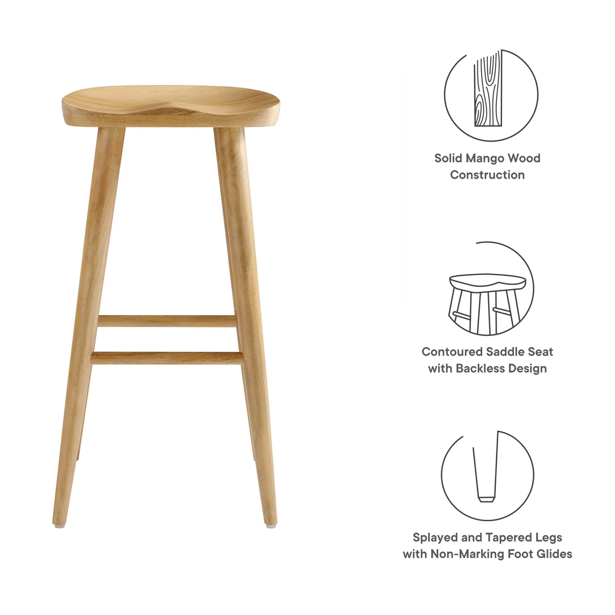 Saville Backless Wood Bar Stools - Set of 2 by Modway