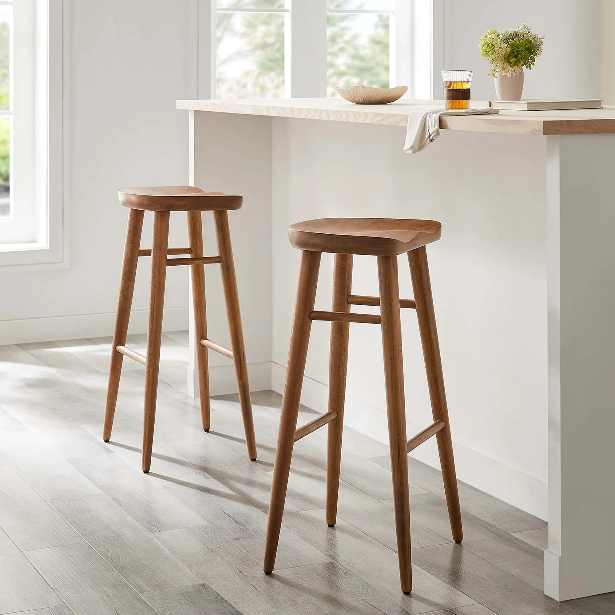 Saville Backless Wood Bar Stools - Set of 2 by Modway