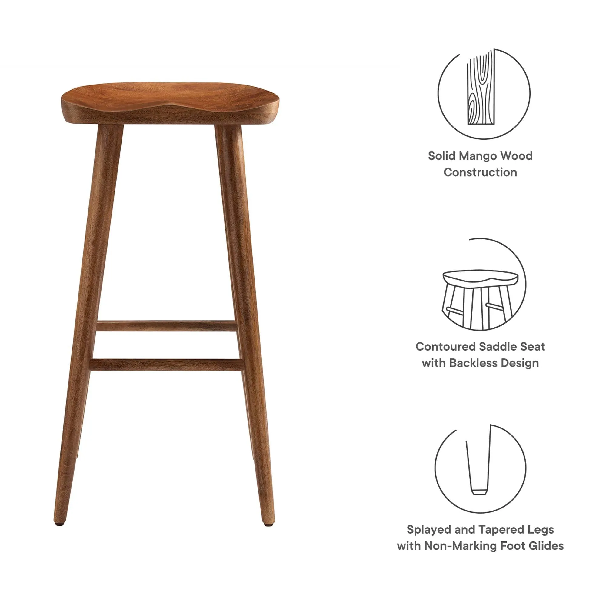 Saville Backless Wood Bar Stools - Set of 2 by Modway
