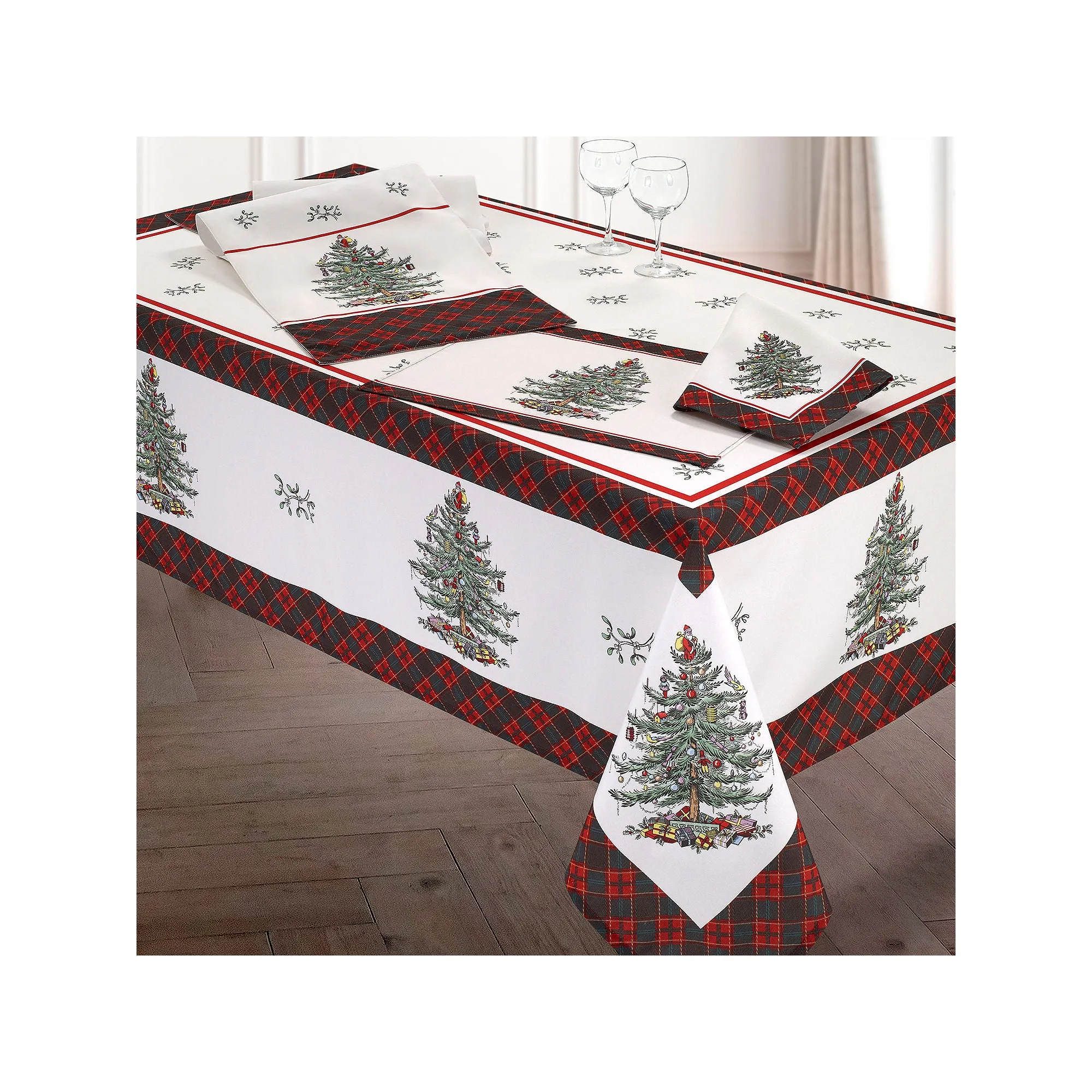Spode Christmas Tree Tartan Tablecloth - MULTI ONE SIZE