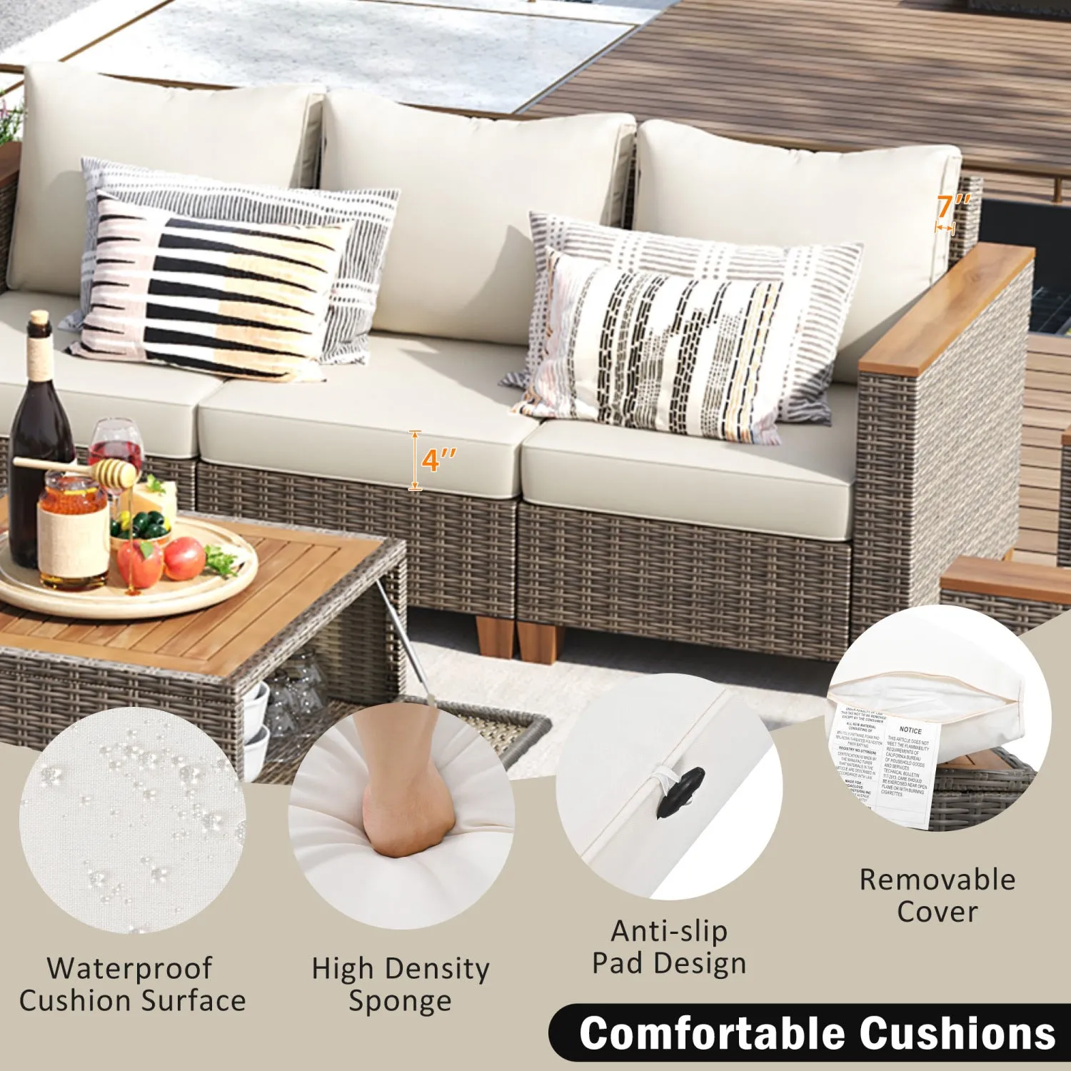 Streamdale Wicker Patio Set: Swivel Rockers, Couch, Storage Table