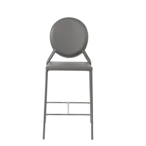 Valencia Ave All Leather Counter Stool Set of 2 - Gray