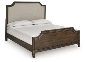Veramond Dark Brown Queen Upholstered Panel Bed