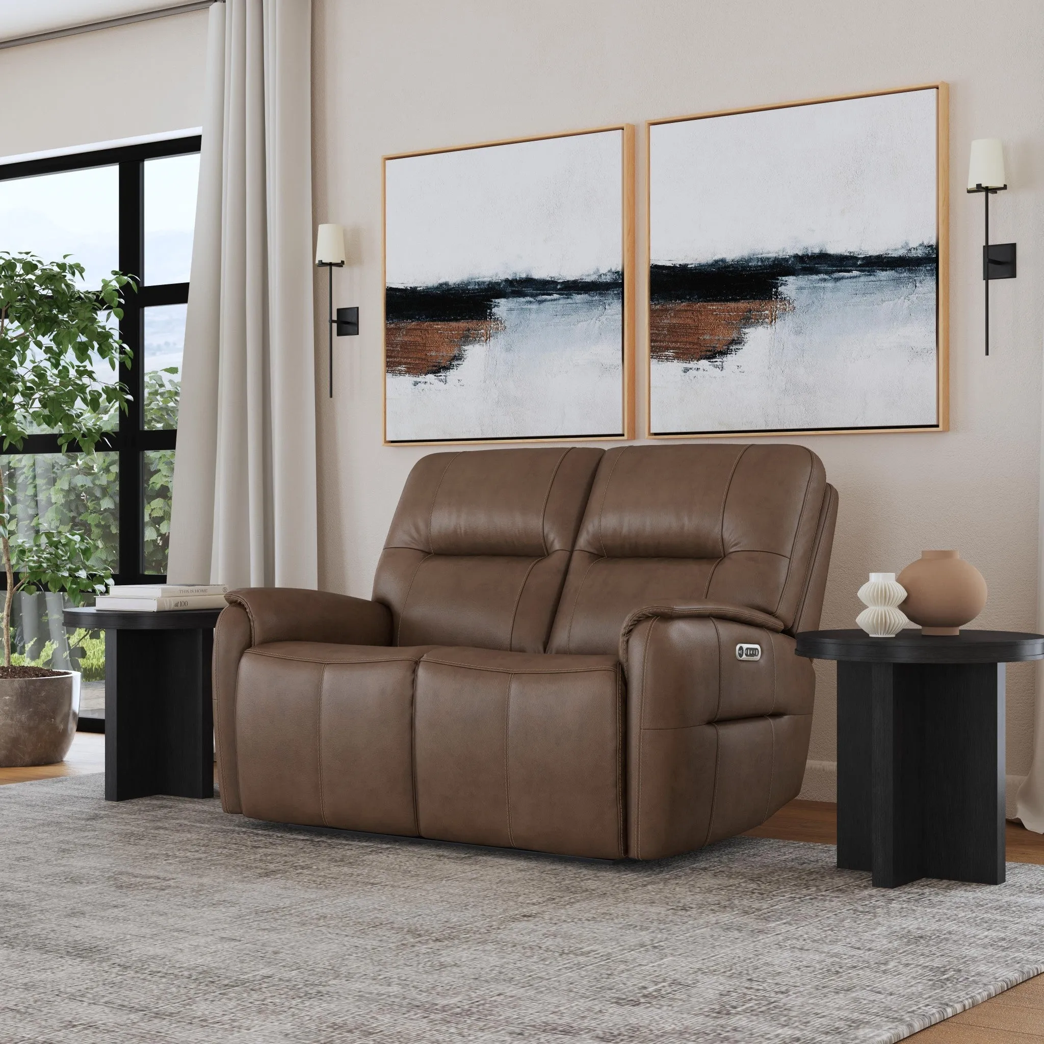 Wilson CafÃ© Leather Power Reclining Loveseat with Power Headrests