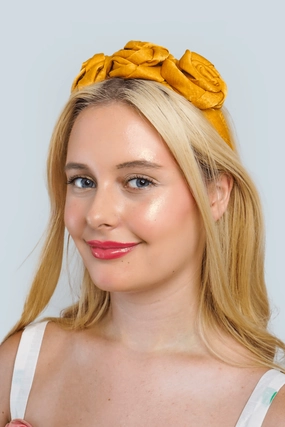 Yellow Mustard Color Fabric Rose Headband